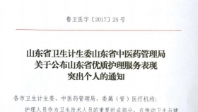 山东省优质护理服务表现突出个人——单晓娜
